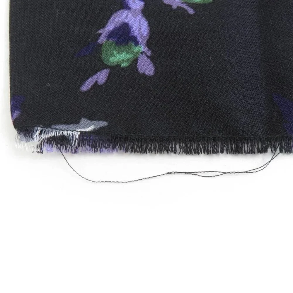 Auth Christian Dior Shawl Scarf Black/Green/Purple Wool